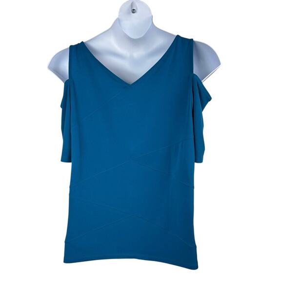Lane Bryant Teal V-Neck Cold Shoulder Women's Top Size 18/20 NWT - Picture 2 of 6